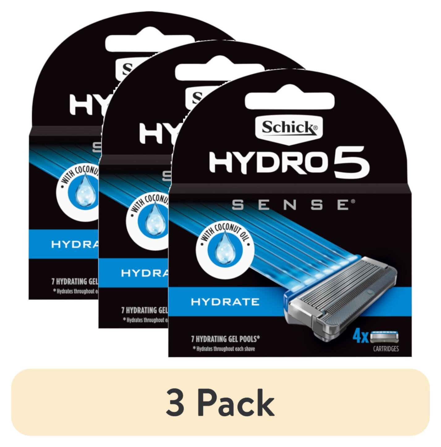 (3 pack) Schick Hydro 5 Sense Hydrate, Refill Blade Catridges, 4 ct Schick