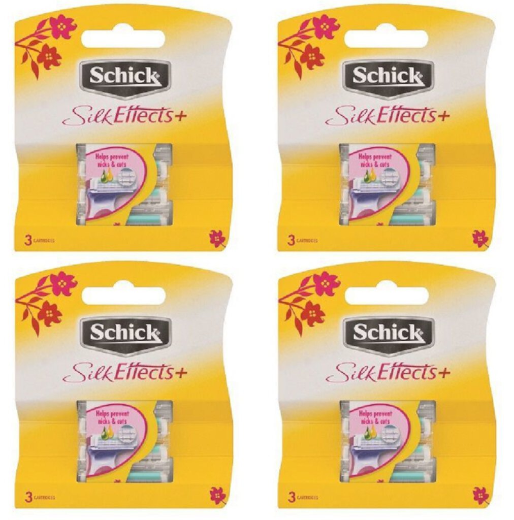 Schick Silk Effects+ Plus Refill Cartridges, 3 Count (Pack of 4) Schick