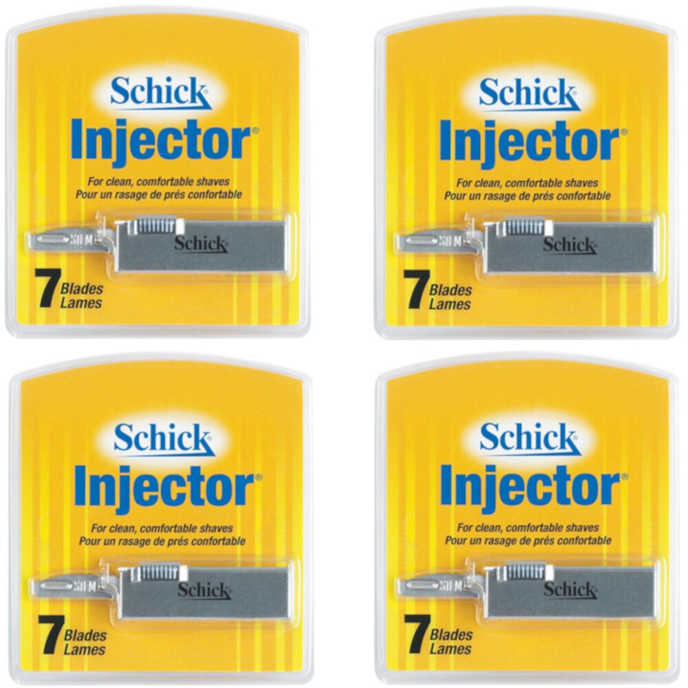 Schick Injector Blades with durable chromium 7 blades per pack - Pack of 4 Schick