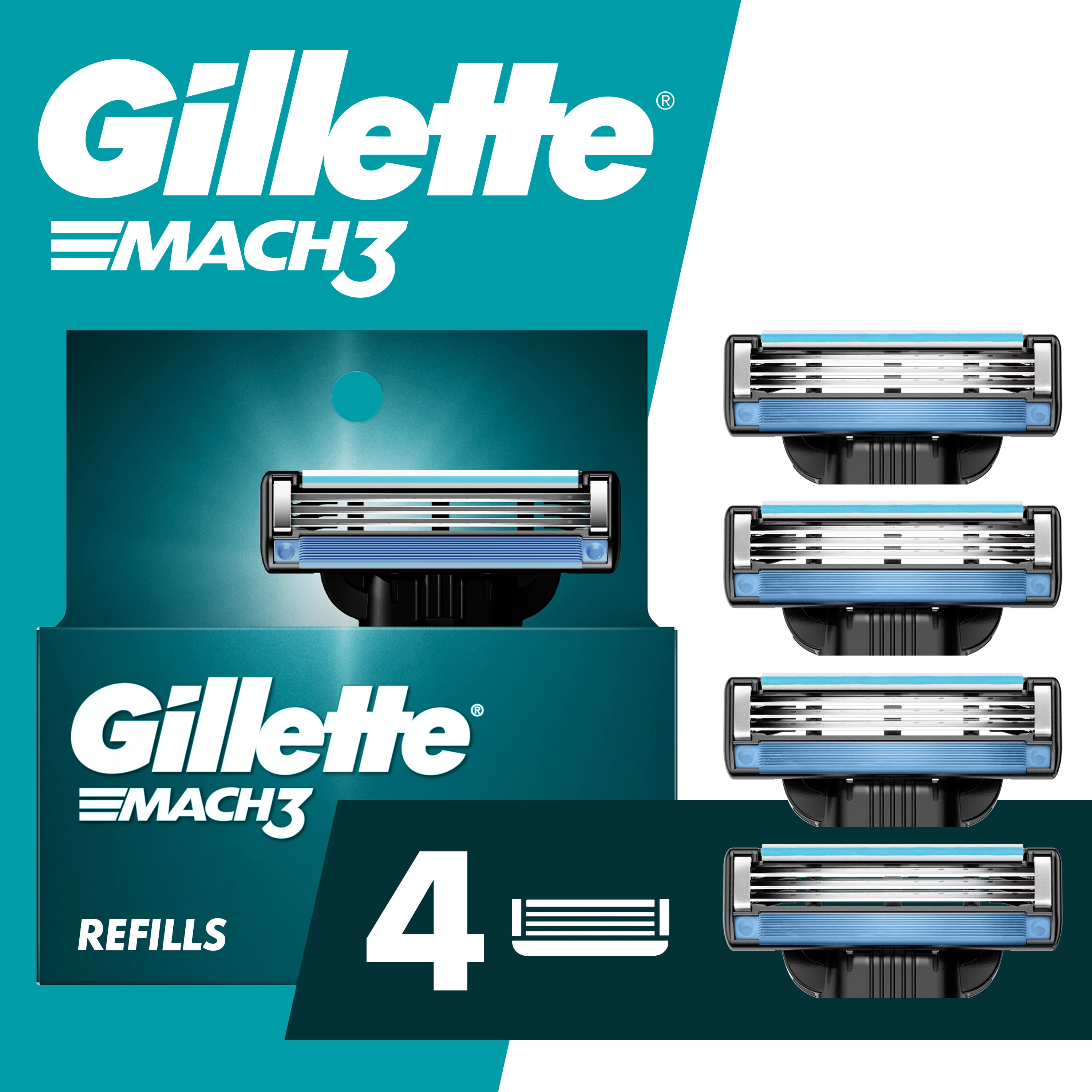 Gillette Mach3 Mens Razor Blades Refill Cartridges, 4 ct Gillette