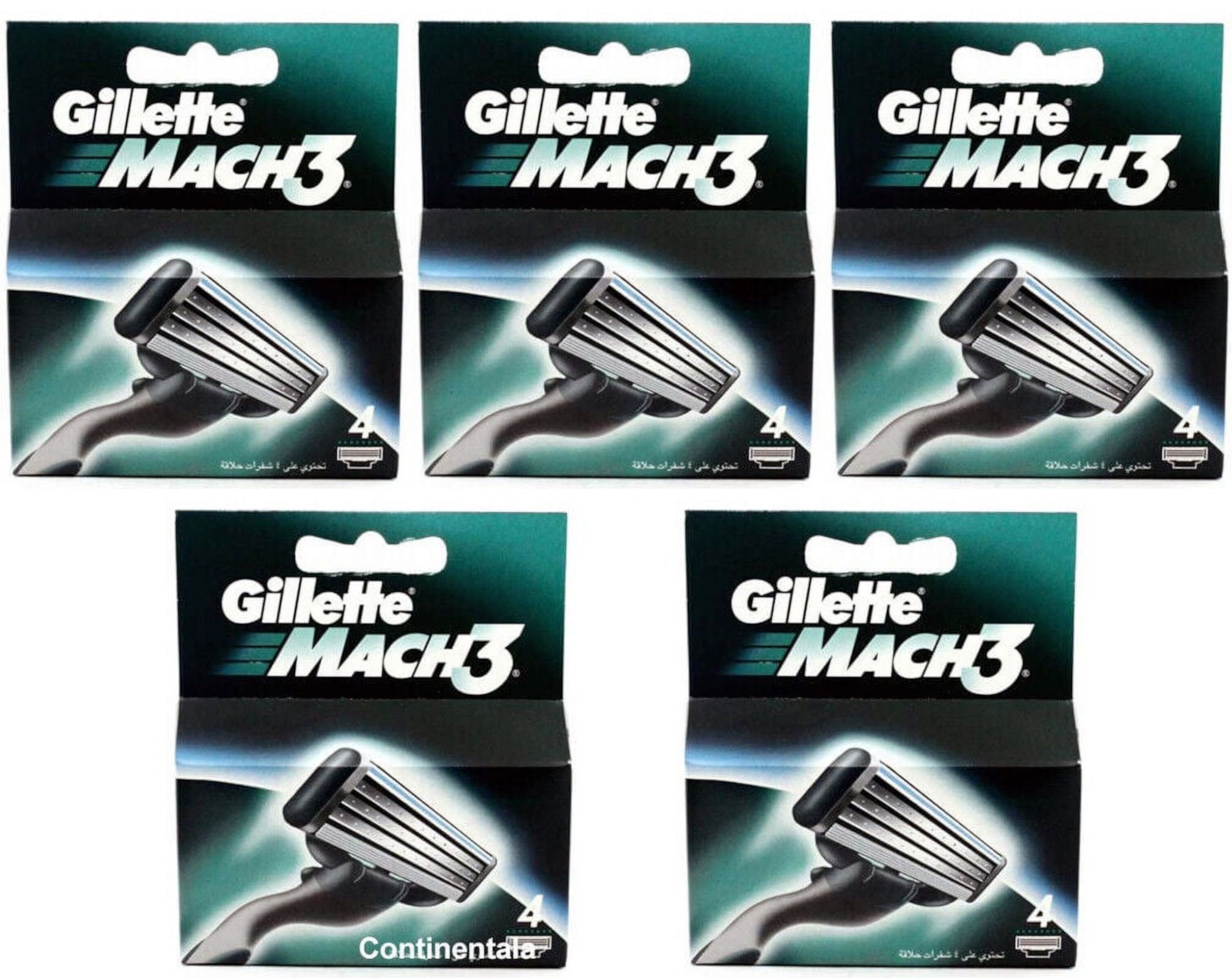 5 Packs Of Gillette Mach 3 Razor Blade Refill Cartridges 4 Count, for Mach3 (Total 20 Count) Gillette