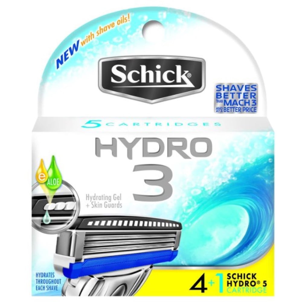 Schick Hydro 3 Men's Razor Blade Refills, 4 Ct + 1 Hydro 5 Refill Schick