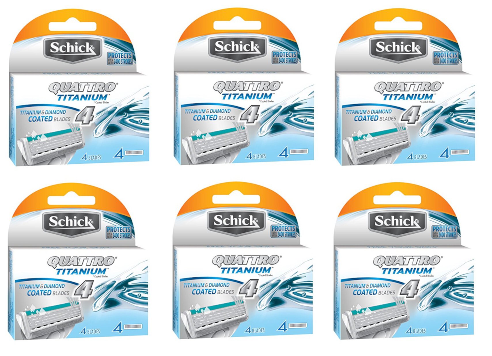 Schick Quattro Titanium Razor Blade Refills for Men (Pack of 6) Schick