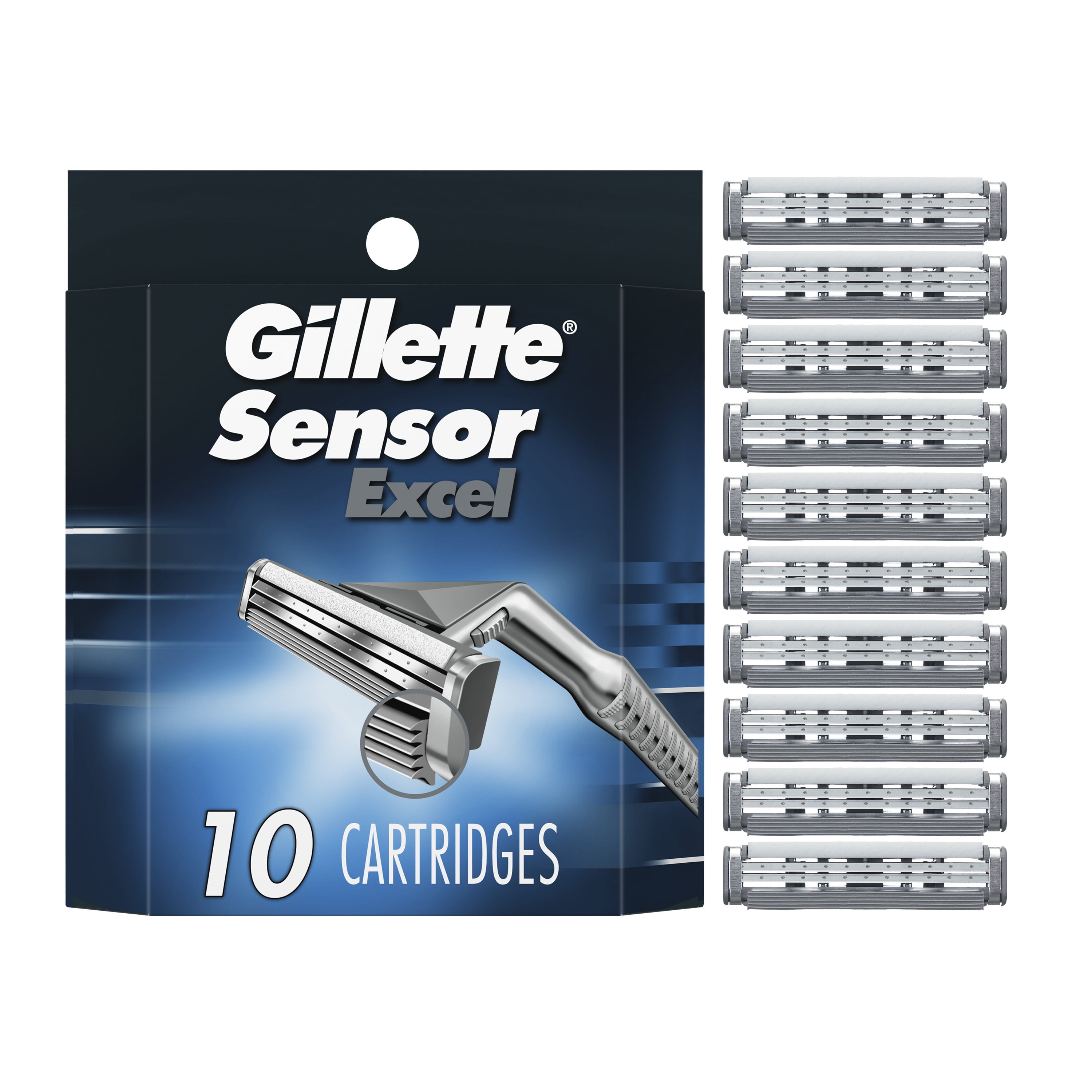 Gillette Sensor Excel Men's Razor Blade Refills, 10 Count Gillette