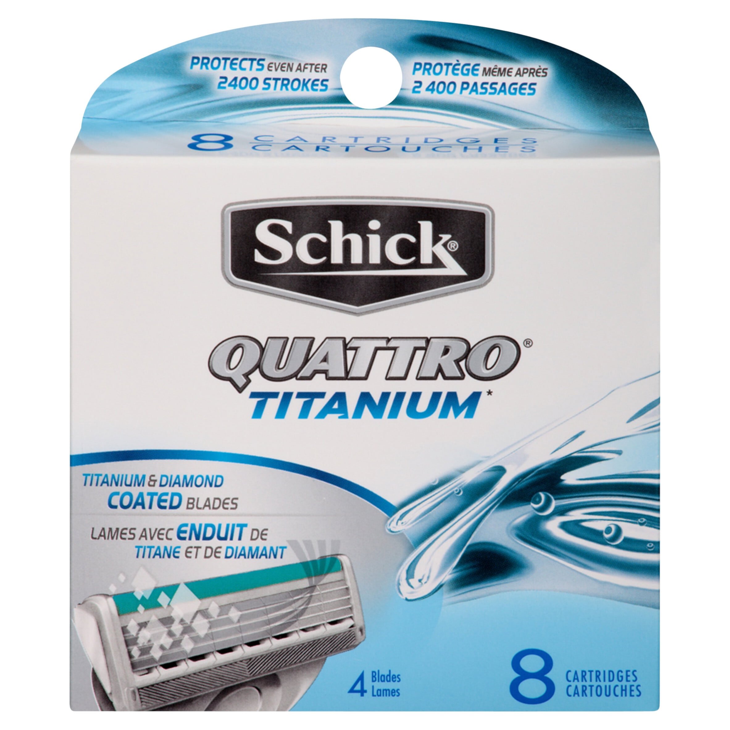 Schick Quattro Titanium Men's Razor Blade Refills, 8 Count Schick