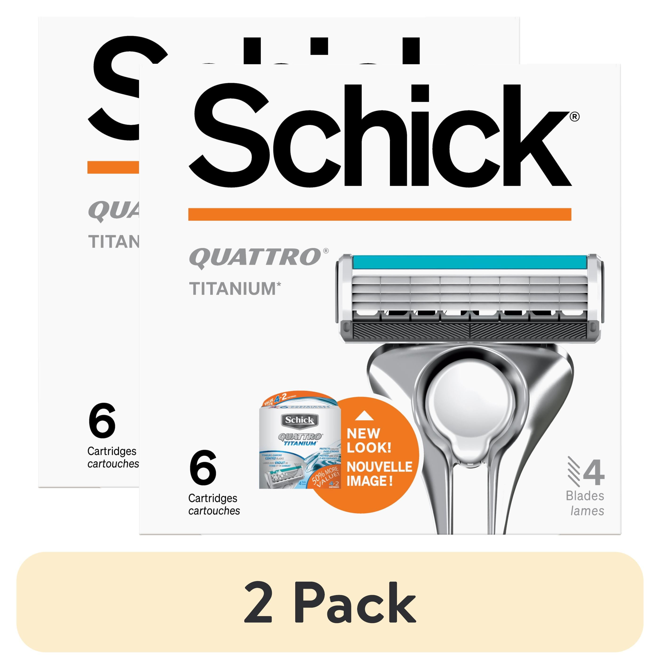 (4 pack) Schick Quattro Titanium Men's Razor Blade Refills, 6 Ct Schick