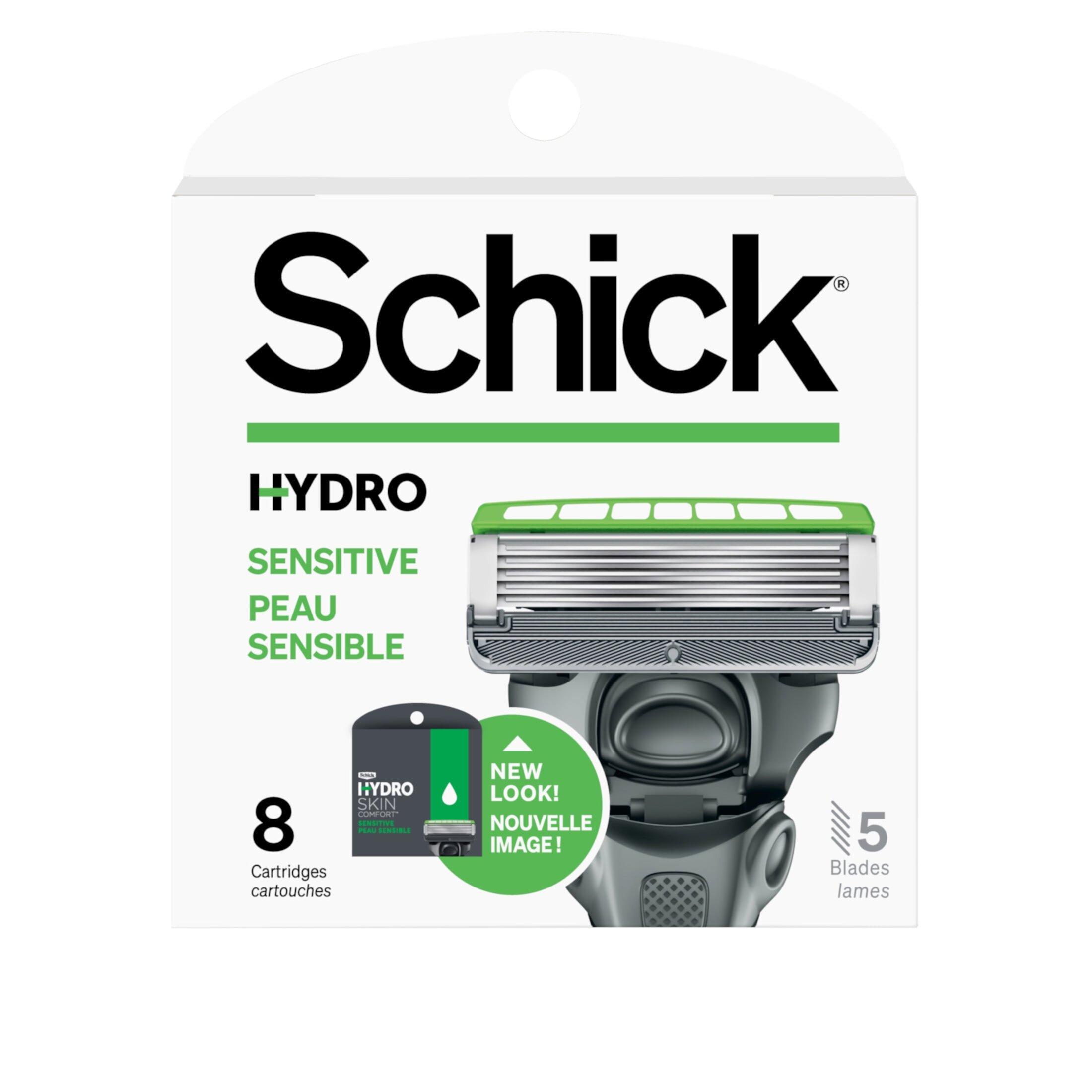 Schick Hydro Skin Comfort Sensitive Skin 5-Blade Men's Razor Refills, 8 Ct Schick