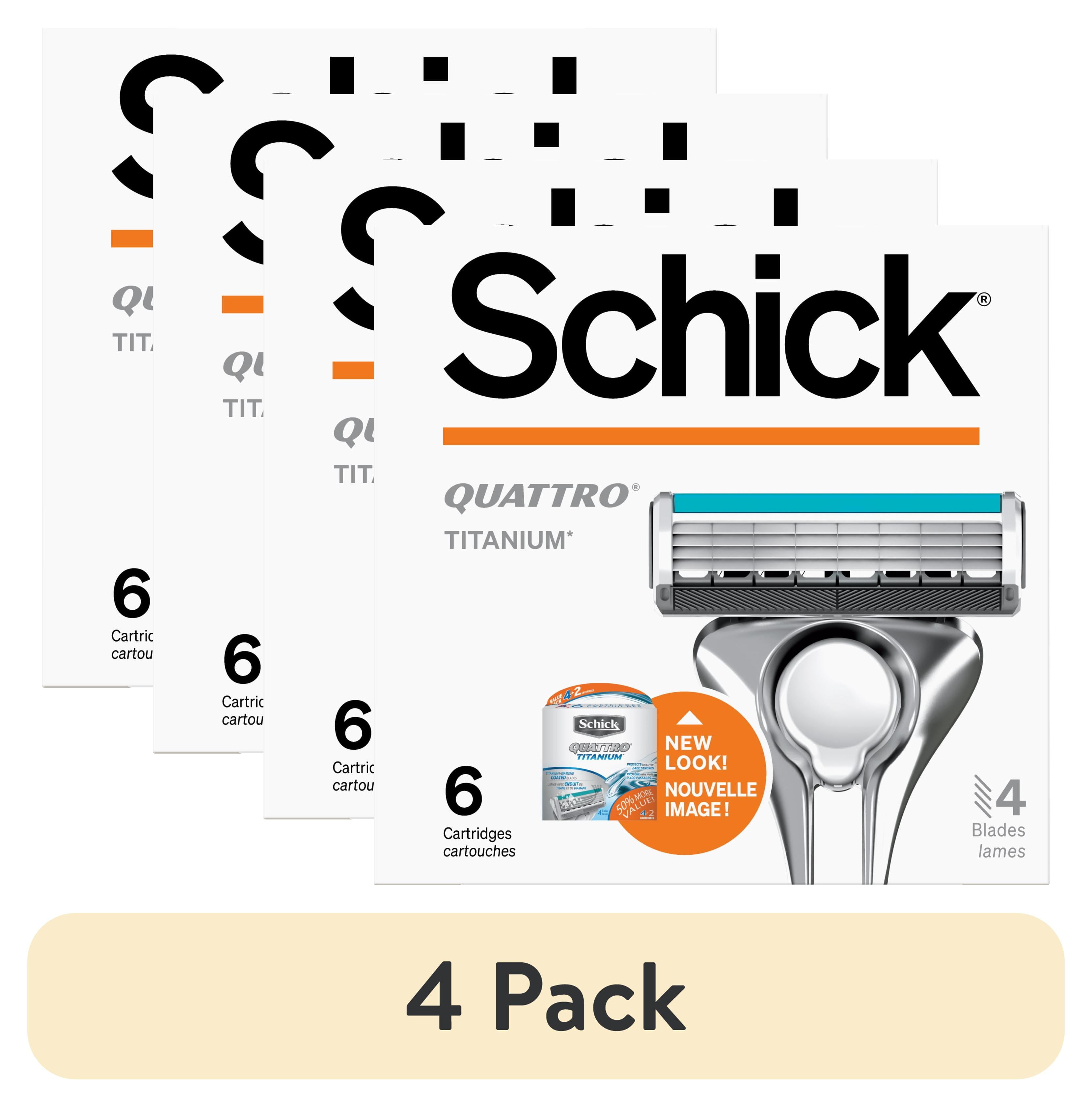 (4 pack) Schick Quattro Titanium Men's Razor Blade Refills, 6 Ct Schick