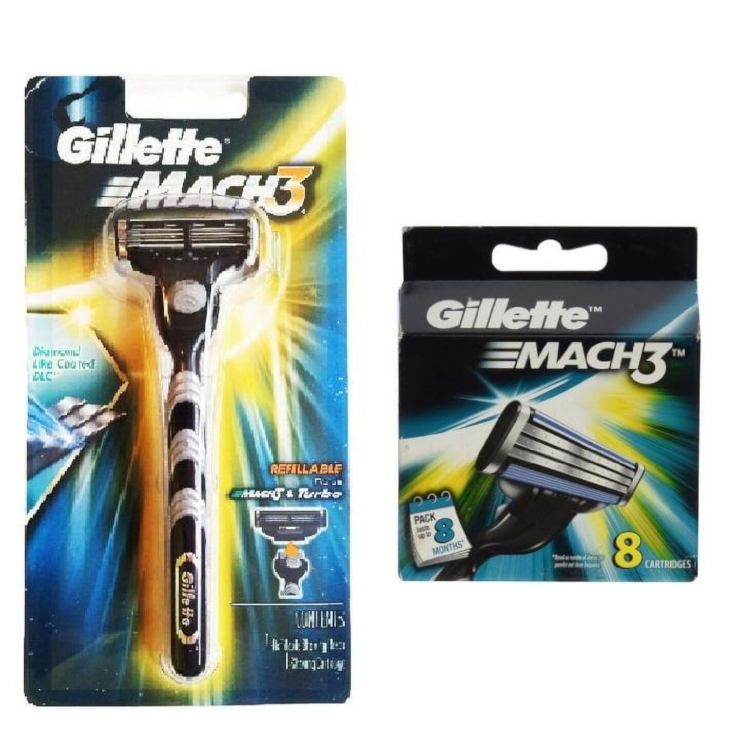 Бритва Gillette Mach3 с 8 сменными картриджами, 3 лезвия для комфортного бритья Gillette