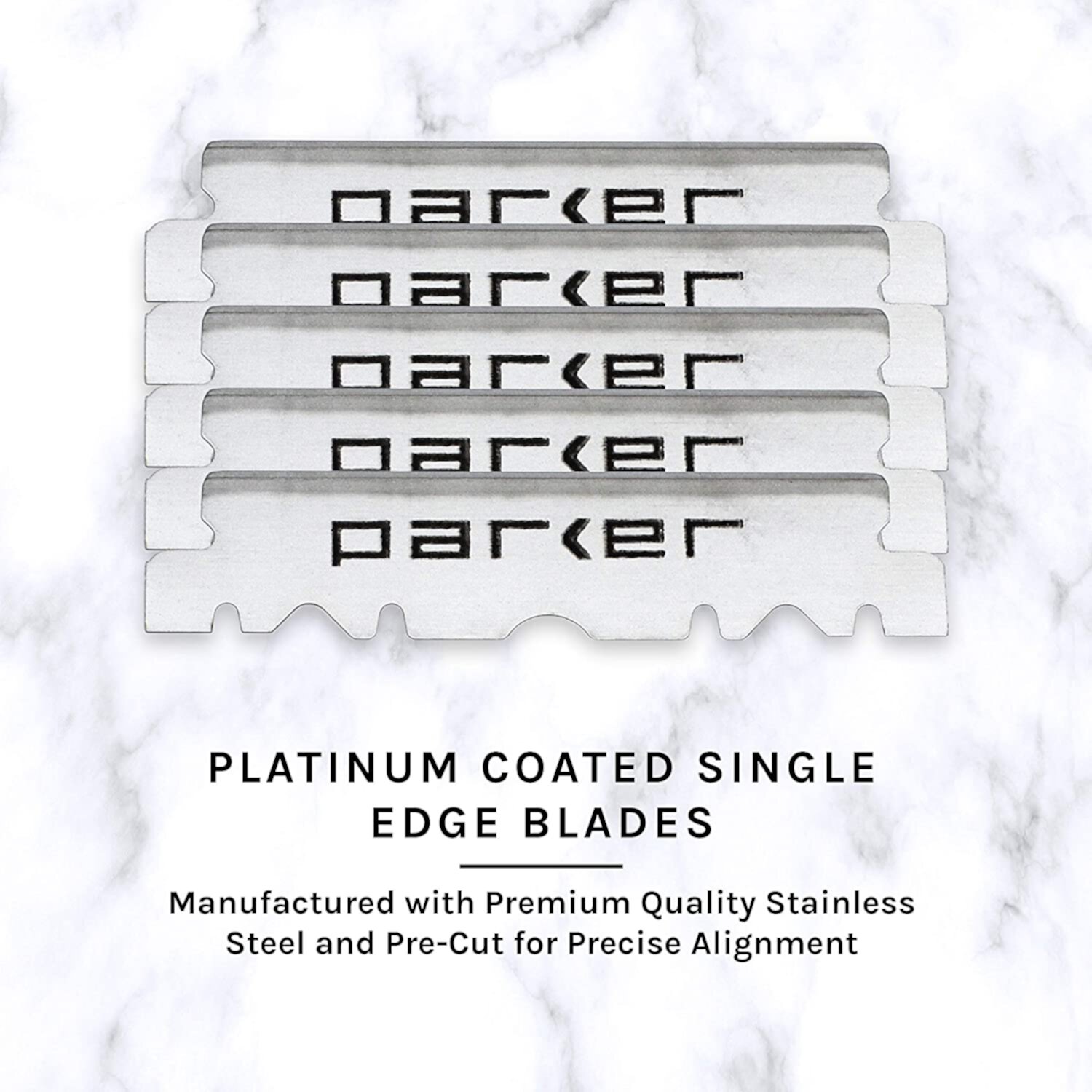 Parker SRX 100% Stainless Steel Straight Edge Razor & 5 Straight Edge Half Blades Parker Safety Razor