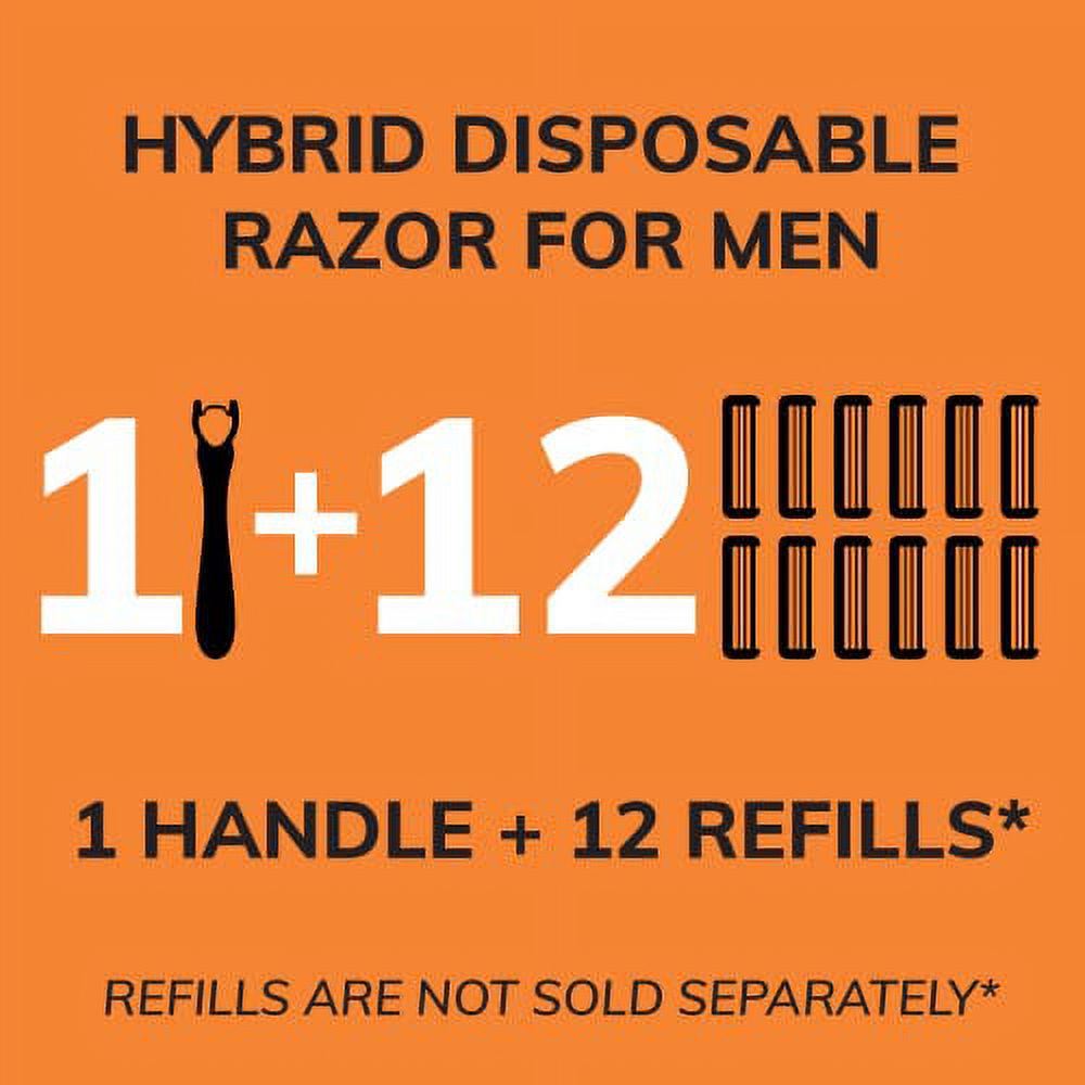 BIC Hybrid 3 Comfort Disposable Razors for Men, 1 Handle and 12 Cartridges With BIC