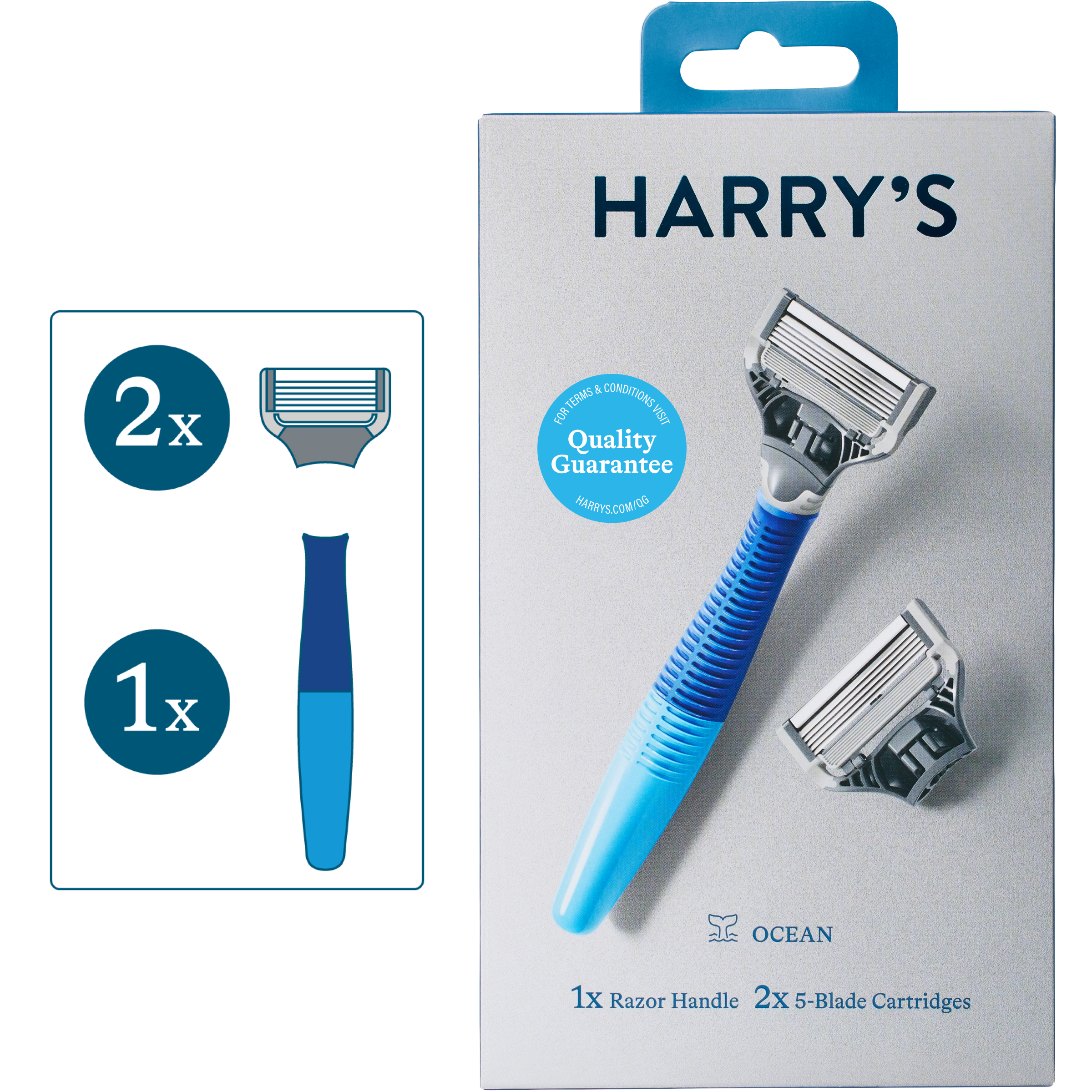 Harry's Men's 5-Blade Manual Razor Handle and 2 Razor Blade Refills, Ocean Blue Visit the Harry's Store