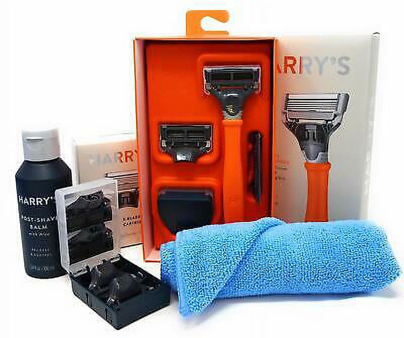 Harry's Razor Handle (Orange) Replacement Cartridges Post Shave Balm and Towel Visit the Harry's Store