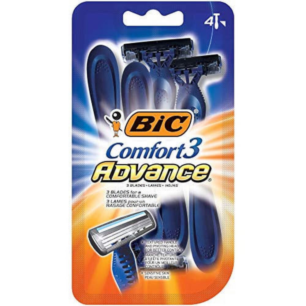 BIC Comfort 3 Advance Men's Disposable Razor, 4 Count M&R Wholesale LLC