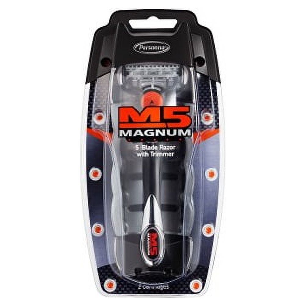 M5 Magnum 5 Razor with Trimmer, 2 Refill Blades and Travel Case Personna