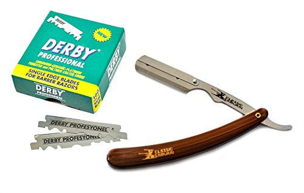 Classic Samurai Stainless Steel Professional Barber Straight Edge Razor with 100 Classic Samurai