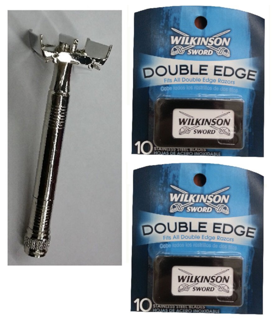 Double Edge Safety Razor + Wilkinson Sword Double Edge Razor Blades, 10 ct. (Pack of 2) Wilkinson Sword