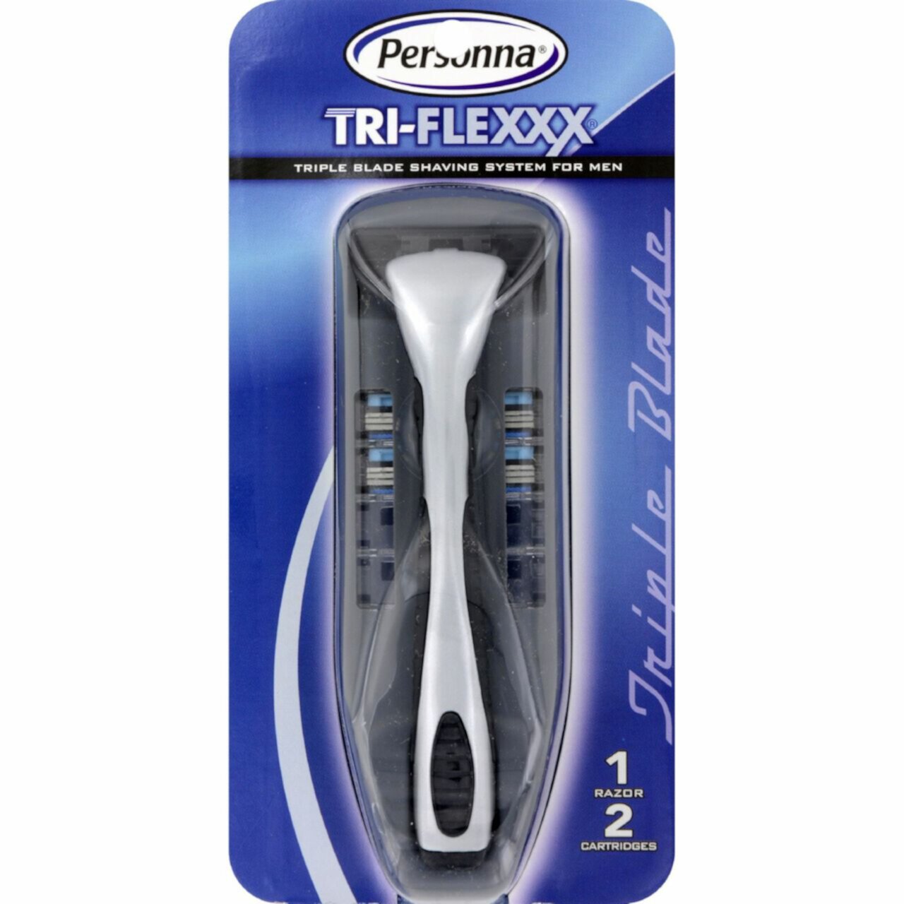 Personna Tri-flexxx Triple Blade Shaving System For Men - 1 Razor 2 Cartridges Personna