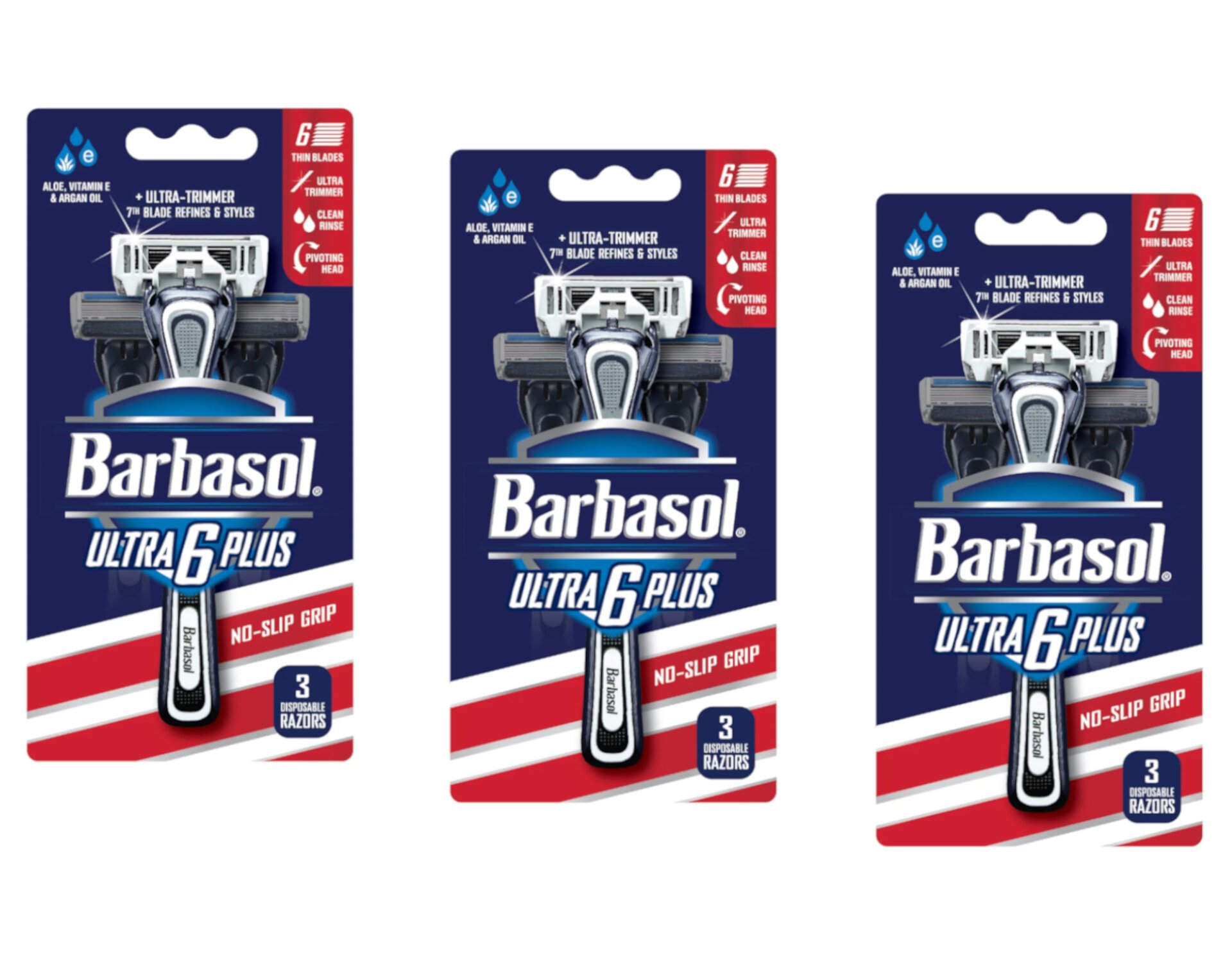 Ручки для бритья Ultra 6 Plus, 3 шт. - Технология Close Shave® Barbasol