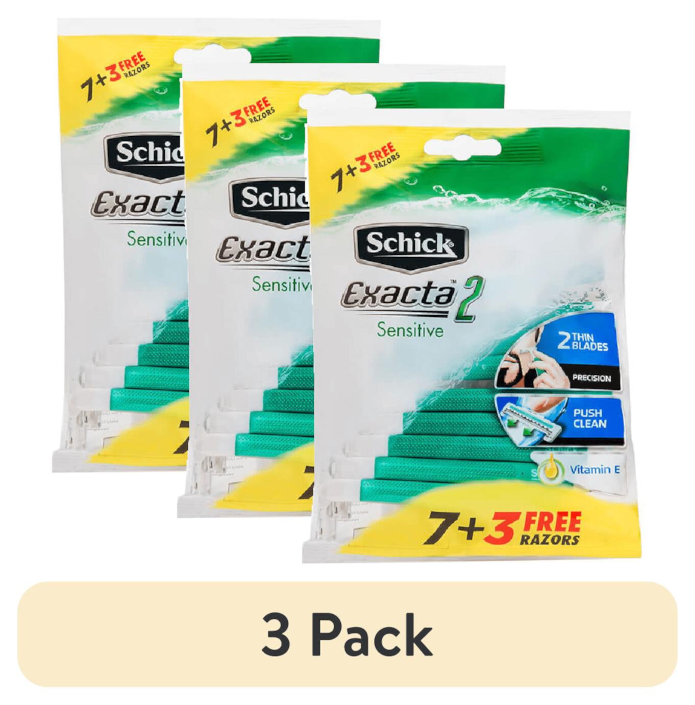 (3 pack) Schick Exacta 2 Sensitive Disposable Razors, 10 ct Schick