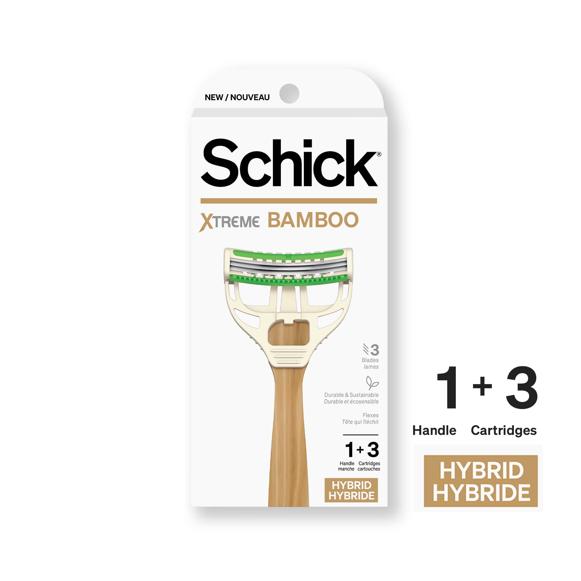 Schick Xtreme 3-Blade Bamboo Men's Disposable Razor, All Skin Types, 3 Ct Schick