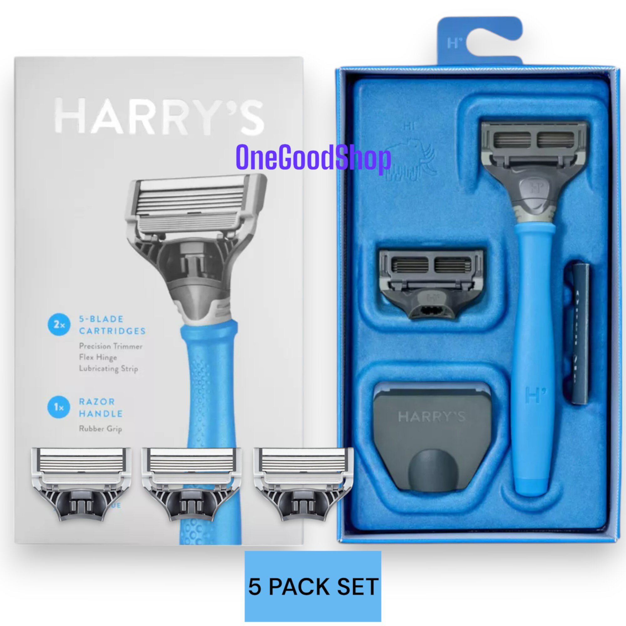 Harry's Men's 5-Blade Manual Razor Handle and 5 Razor Blade Refills, Surf Blue Visit the Harry's Store