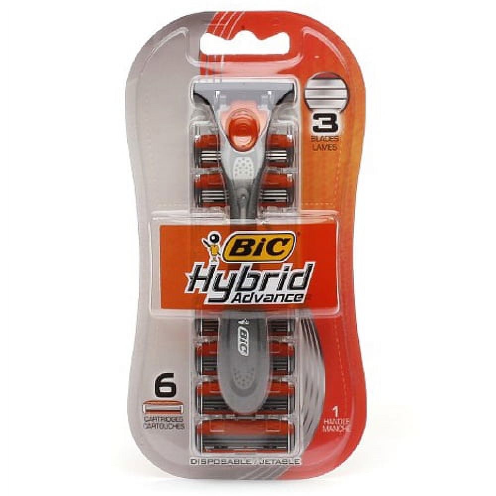 Bic Hybrid Advance Shaver System For Men, 6 Cartridges - 1 Ea, 6 Pack BIC