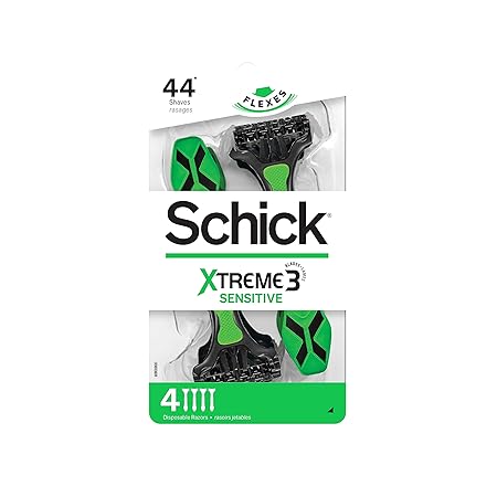 Schick Xtreme 3 Sensitive Skin Disposable Razors for Men, Disposable Razors, 4 Count (Pack of 3 ), Packaging May Vary Schick