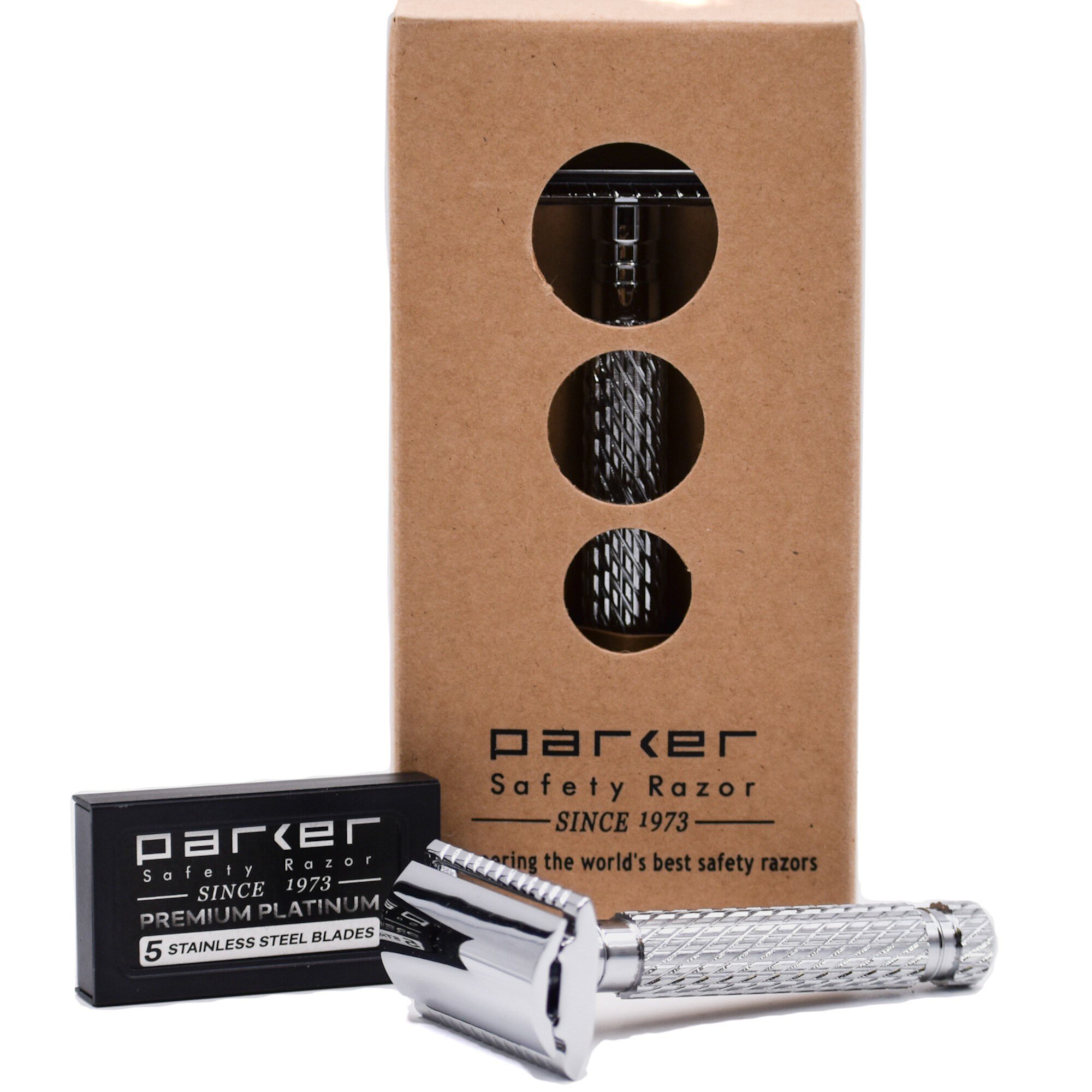 Parker 94R "Hefty" Double Edge Safety Razor & 5 Parker Premium DE Blades Parker Safety Razor