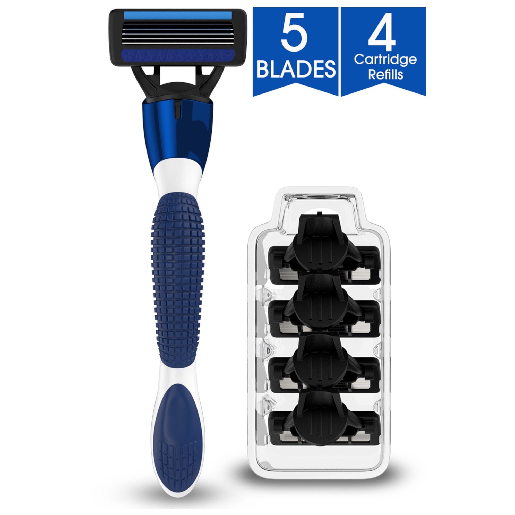 Nylea 5 Blade Razors for Men with Dual Lubrication and Precision Trimmer Men's Shaving Razor with 4 Cartridge Refills Nylea