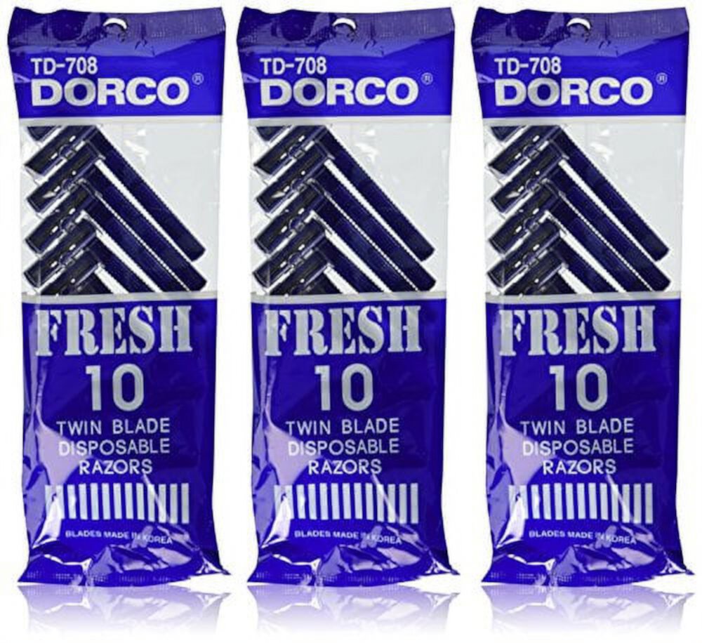 3 Pks 30 Pieces Dorco Fresh Twin Blade Disposable Razors DORCO