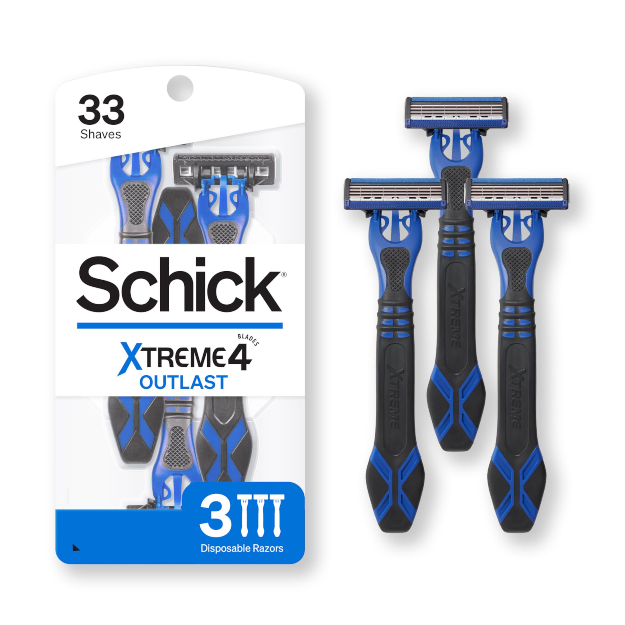 Schick Xtreme4 Men's Disposable Razors with Edging Blades, 3 Ct Schick