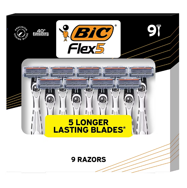 BIC Flex 5 Titanium-Coated Disposable Razor for Men, 9 ct. BIC