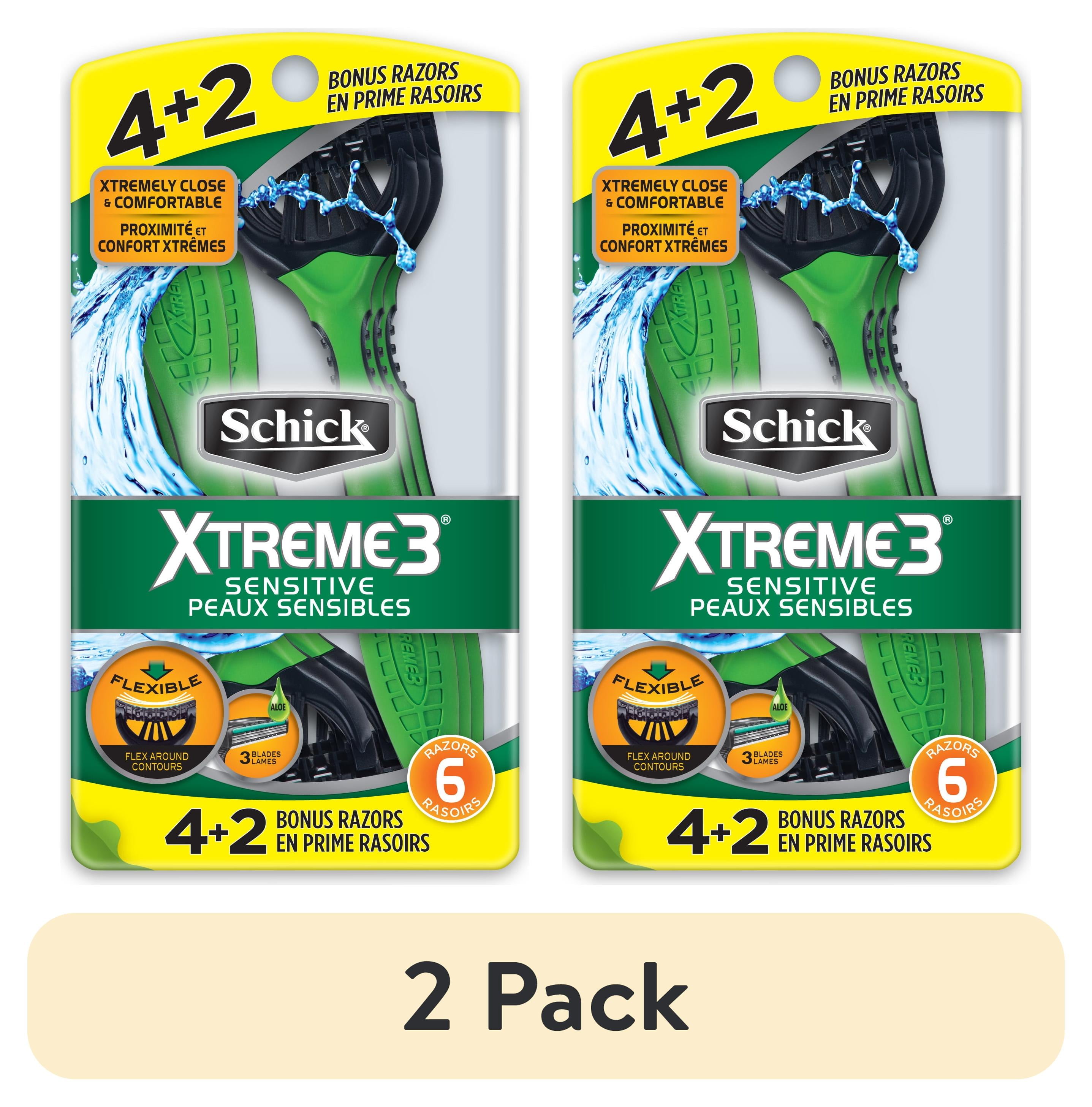 (2 pack) Schick Xtreme 3 Men's Disposable Razor Sensitive 4+2 Bonus Xtreme 3