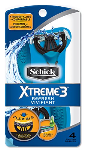 Schick Xtreme 3 Disposable Razors for Men with Refreshing Scented Handle, 4 Count Schick