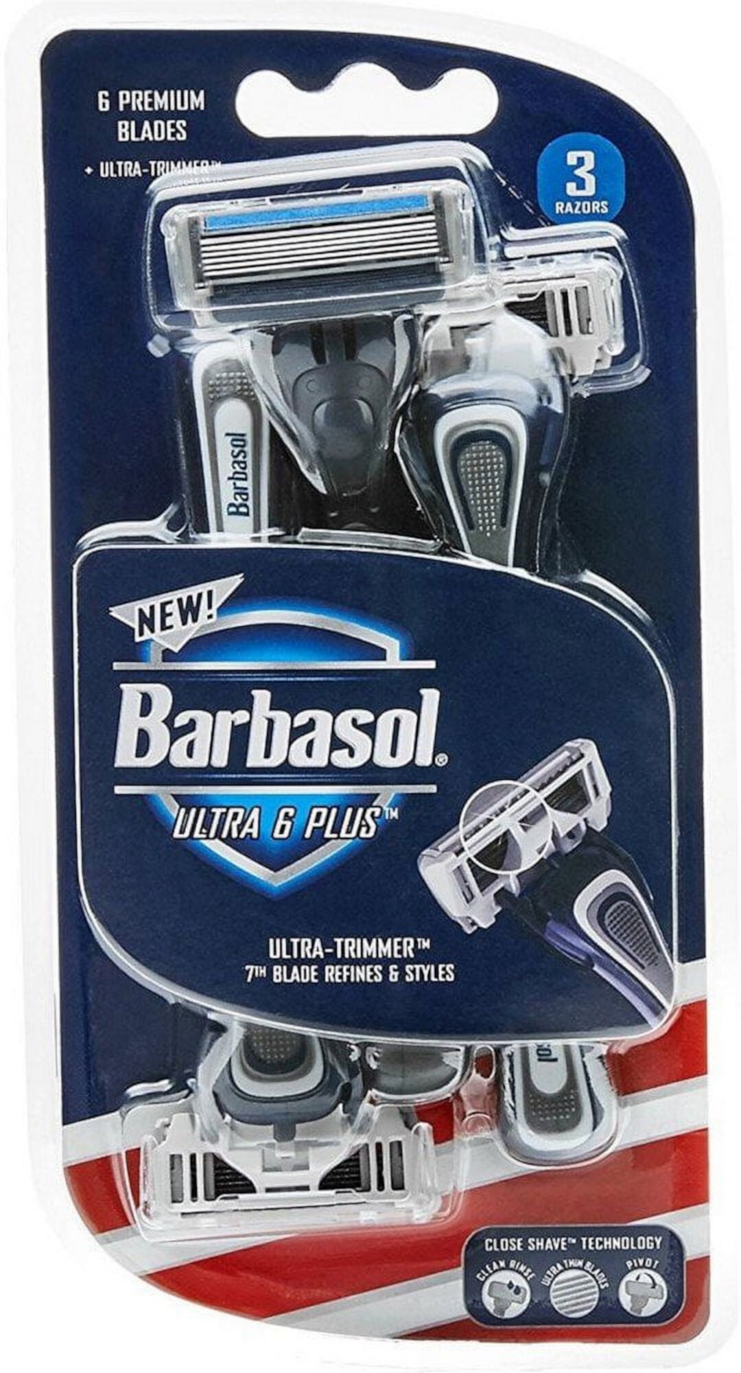 Barbasol Ultra 6 Plus Premium Blade Ultra Trimmer Disposable Razor 3 Ct Barbasol