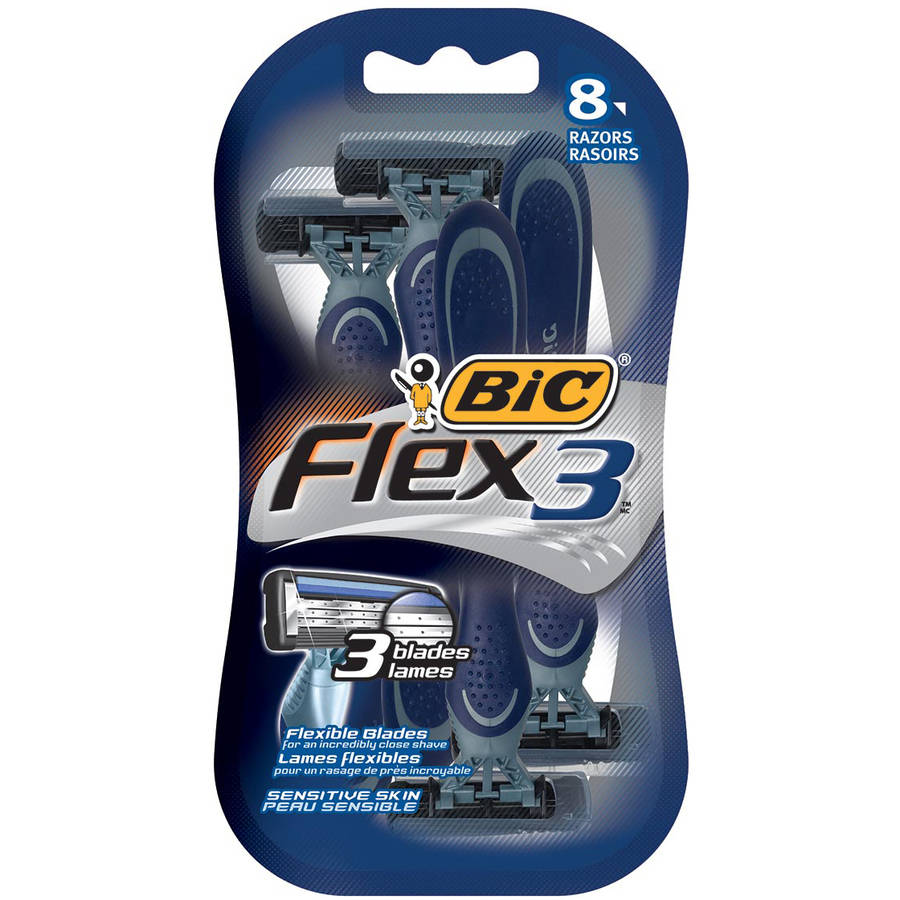 BIC® Flex 3™ Disposable Razor, Blue, 8 Pack BIC