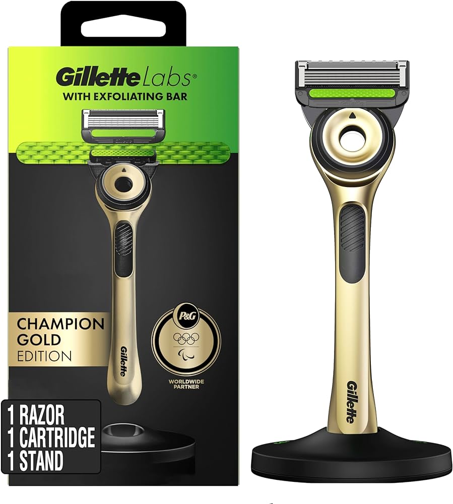 GilletteLabs with Exfoliating Bar Razor for Men, Champion Gold Edition - 1 Handle, 1 Razor Blade Refill, Includes Premium Magnetic Stand Visit the Gillette Store