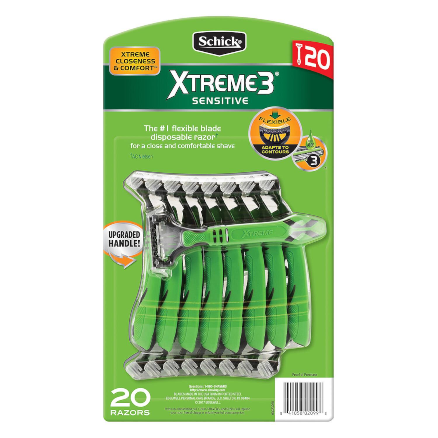 Schick Xtreme 3 Sensitive Skin Razors 20-Pack - Flexible Blades with Aloe Schick