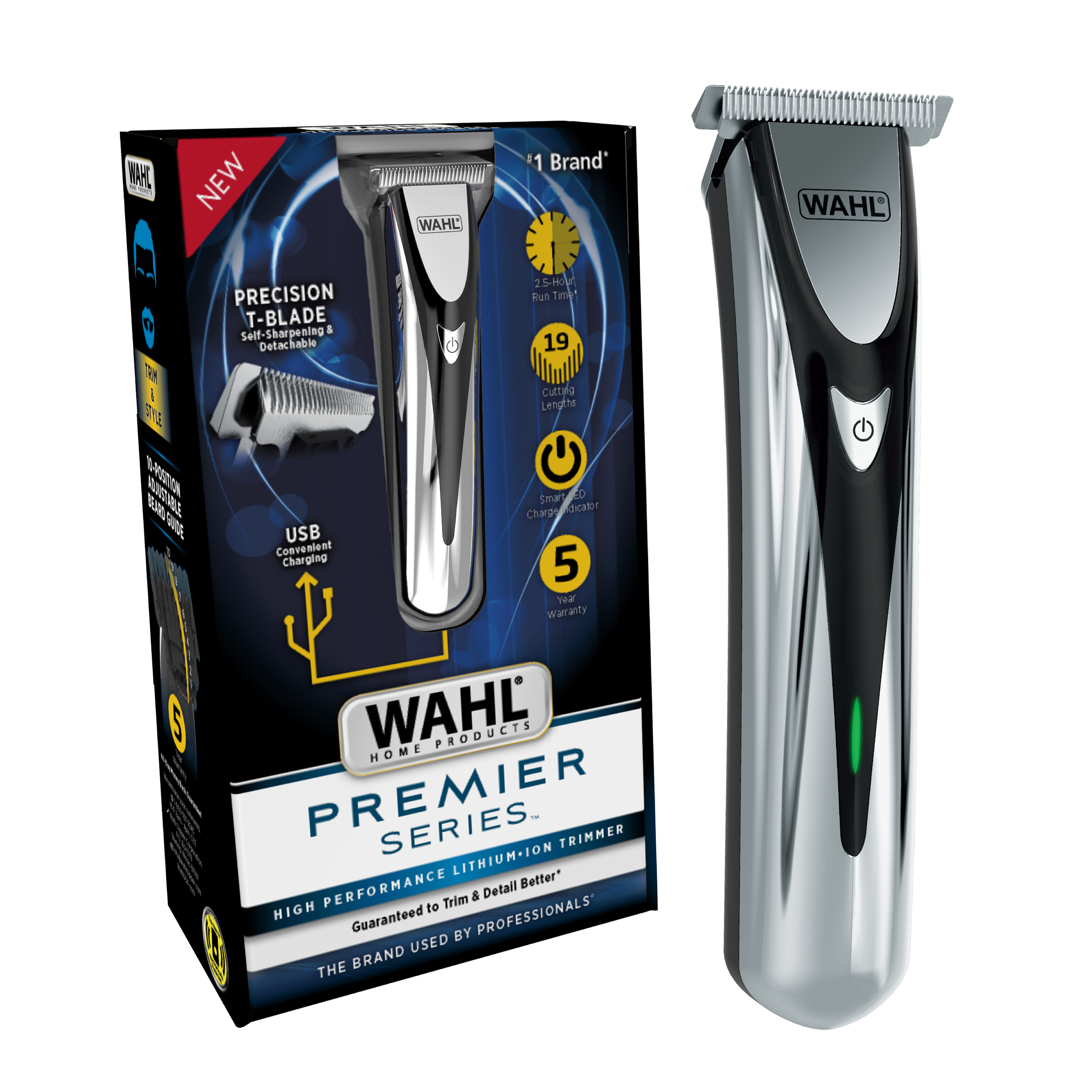 Wahl Premiere Series Lithium Trimmer with USB Charging for Men, 3023695 Wahl