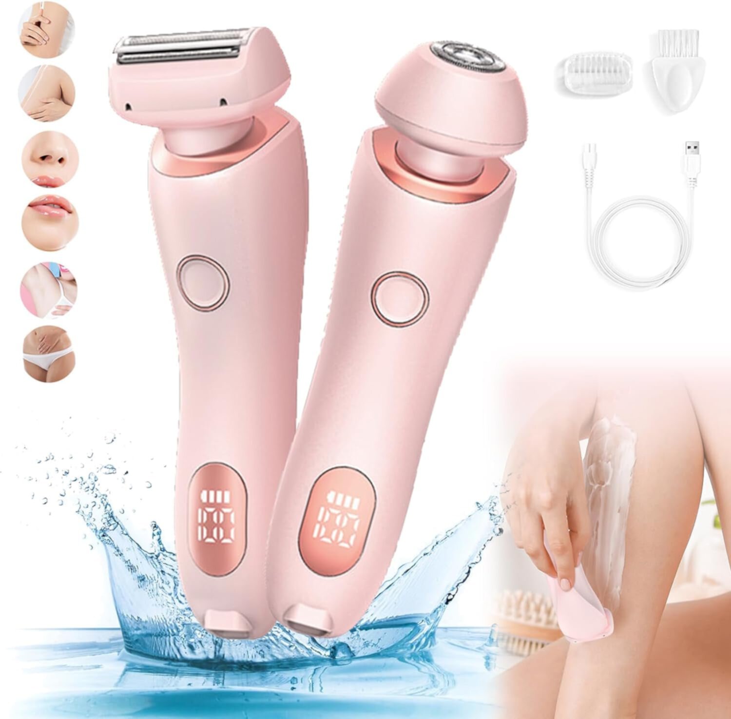 Beautibloom Razor,Livora Electric Razor, Elegance Portable Shaver-2 in 1 Electric Shaver Razors, Wet & Dry Shaver for Women,Painless Womens Hair Remover with Replacement Heads Aoligei