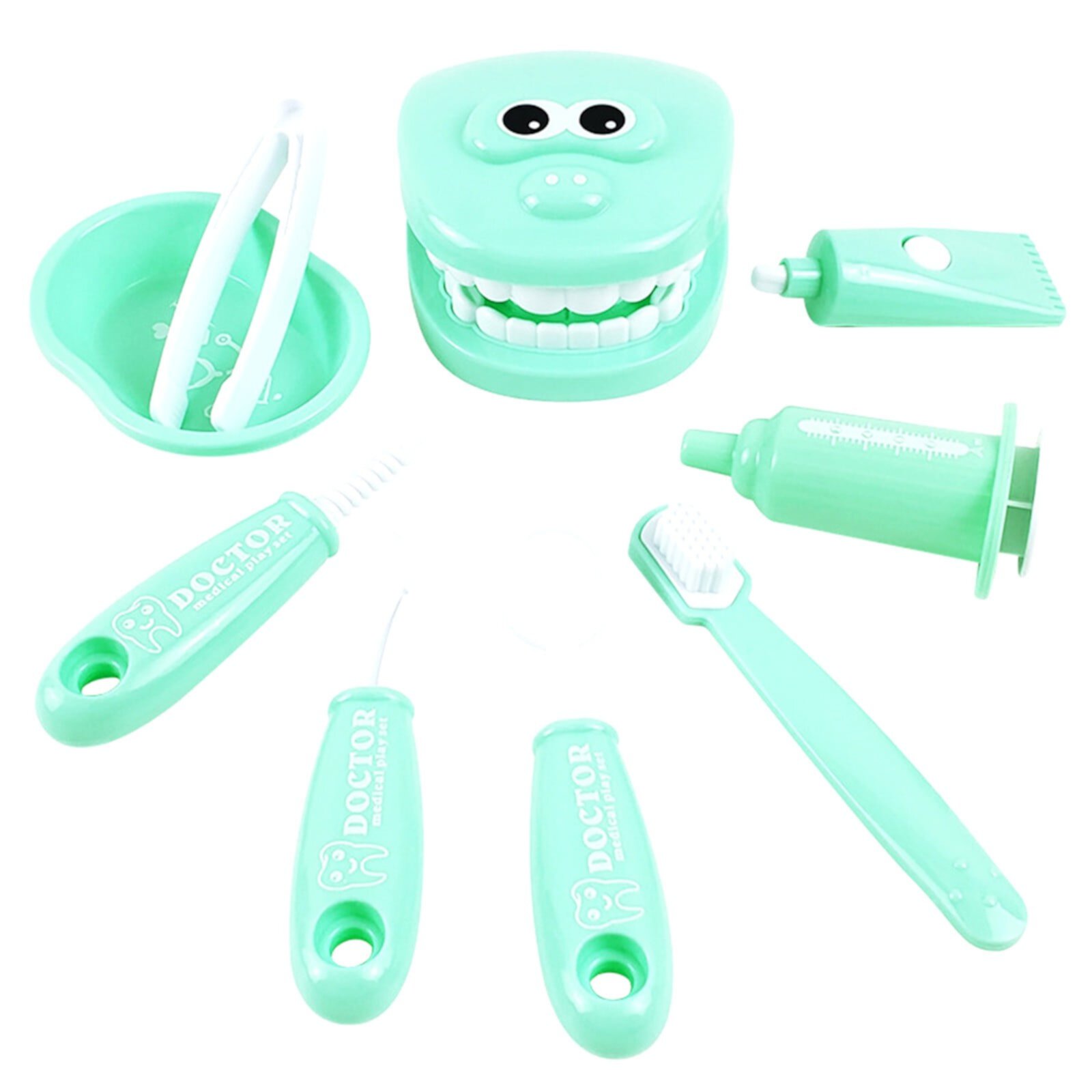 9-Piece Dental Pretend Play Set, Educational Dentist Play Kit with Teeth Model, Toothbrush, Dental Mirror, Syringe, Toothpaste, Tray, and Dental Tools, Fun Pretend Play Doctor Kit for Kids,Clearance GSKKLQ