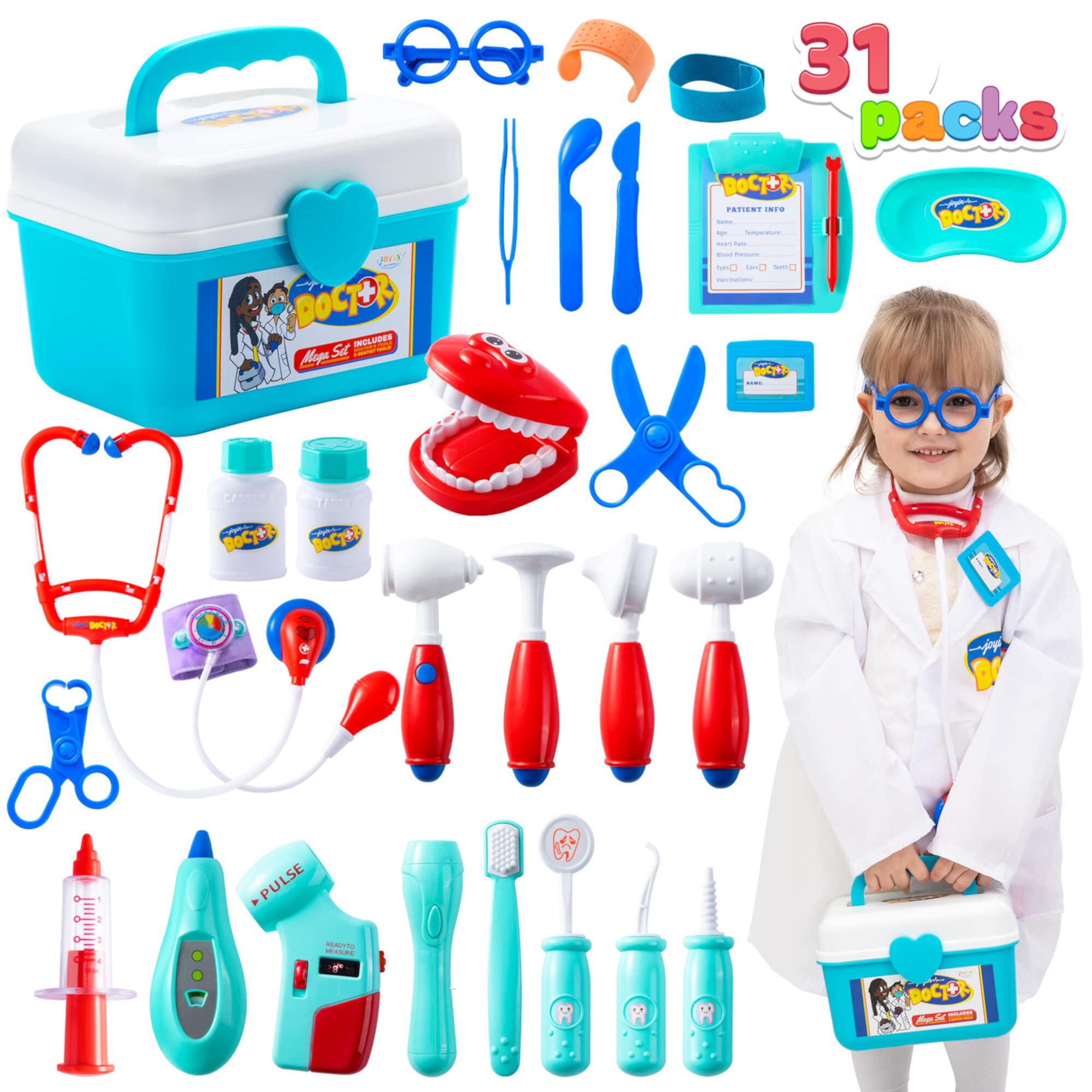 JOYIN Kids Doctor Kit 31 Pieces Pretend-n-Play Dentist Medic JOYIN