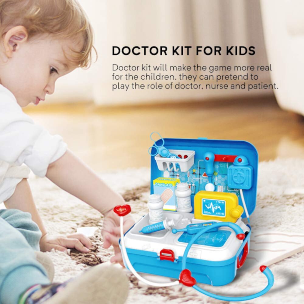 Doctor Kit for Kids, Pretend Medical Set Kids Toy Doctor Medical Playset Equipment 17Pcs Educational Doctor Toys for Toddler Boys Girls Rirool