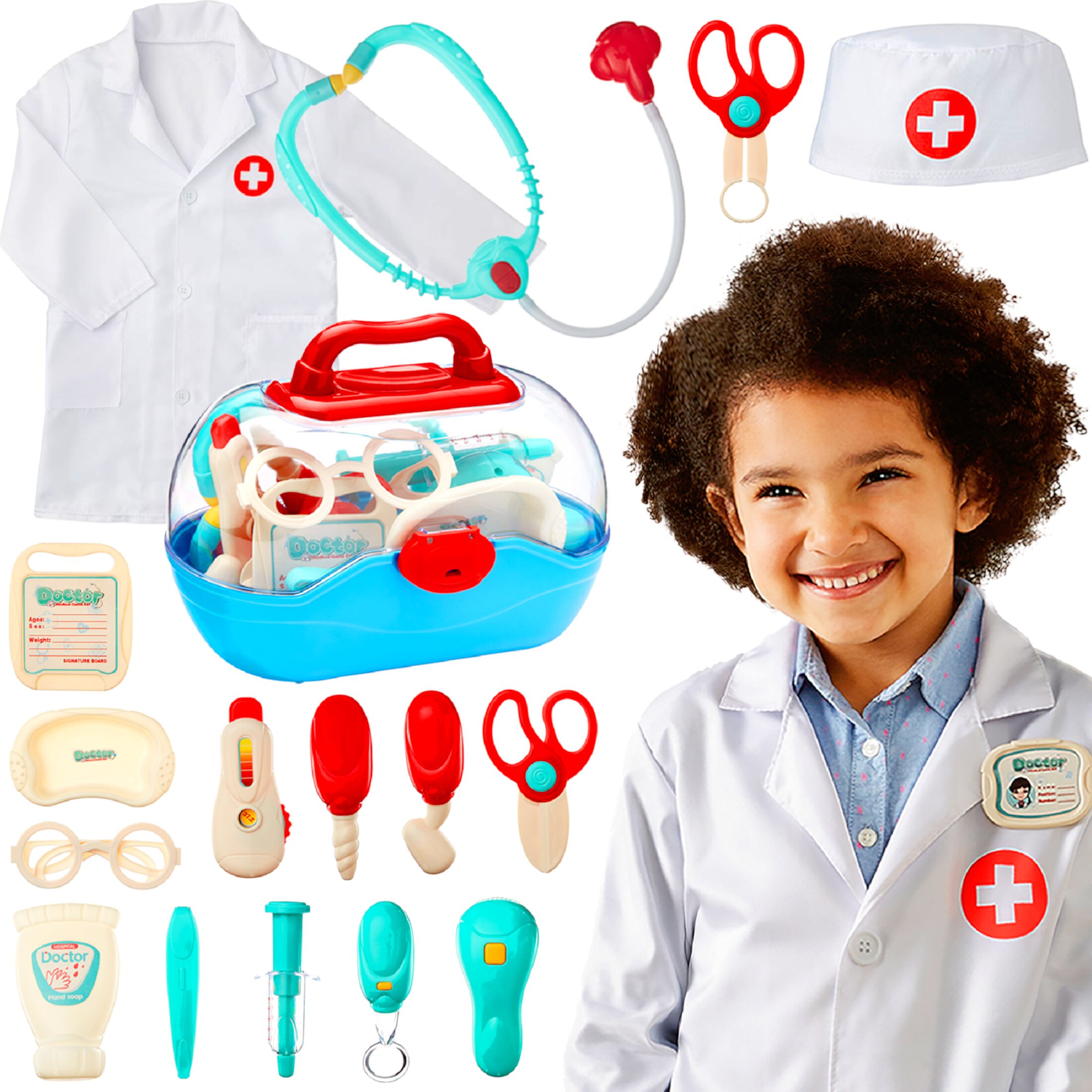 Best Choice Products Pretend Play Doctor Kit, Boys & Girls Doctor Outfit w/ 18 Accessories, Coat, Hat, Carrying Case Best Choice Products