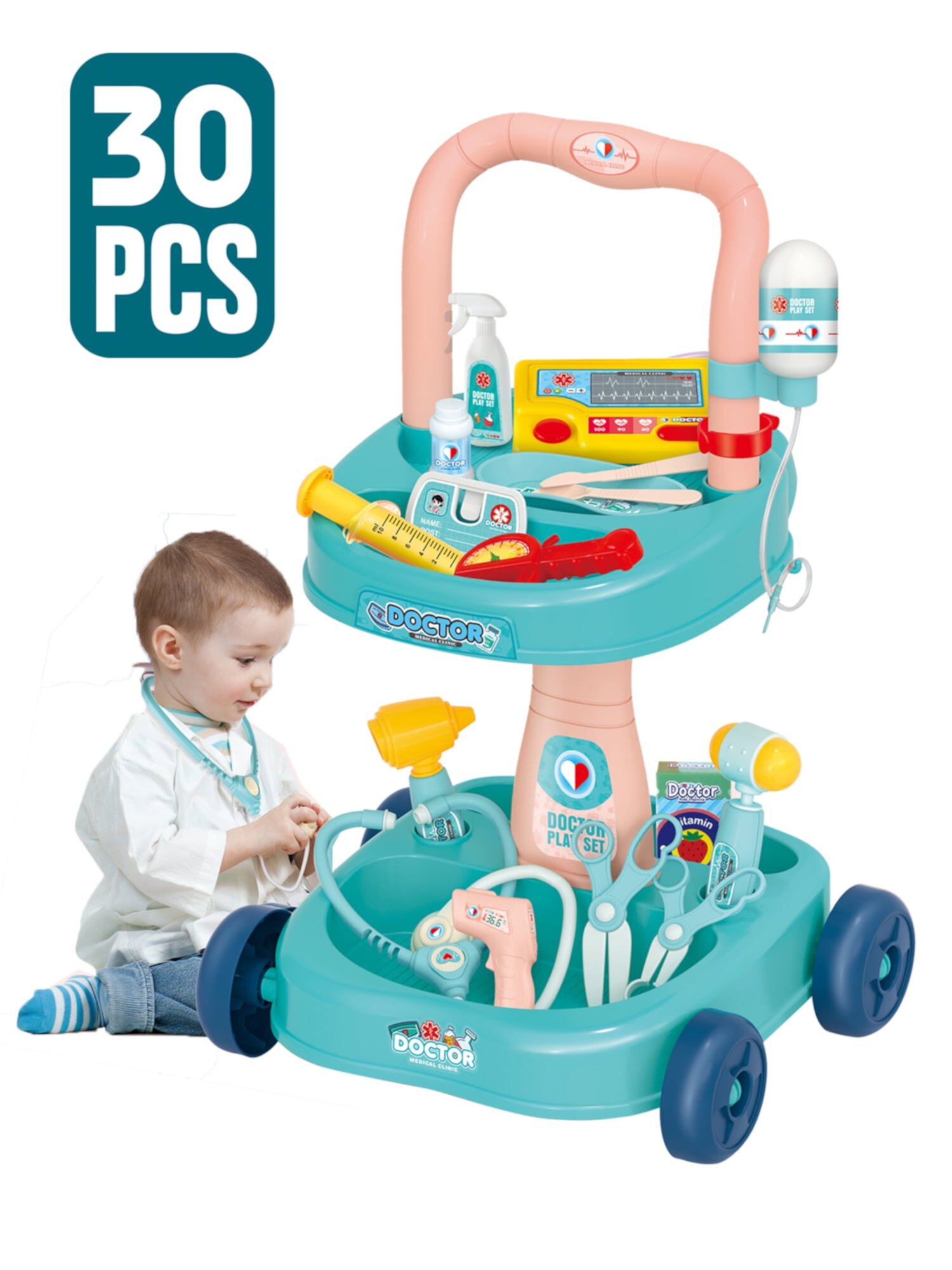 Yexmas Medical Kit 30-Piece Doctor Toys Preschool Pretend Play Set for Ages 3+ years Yexmas