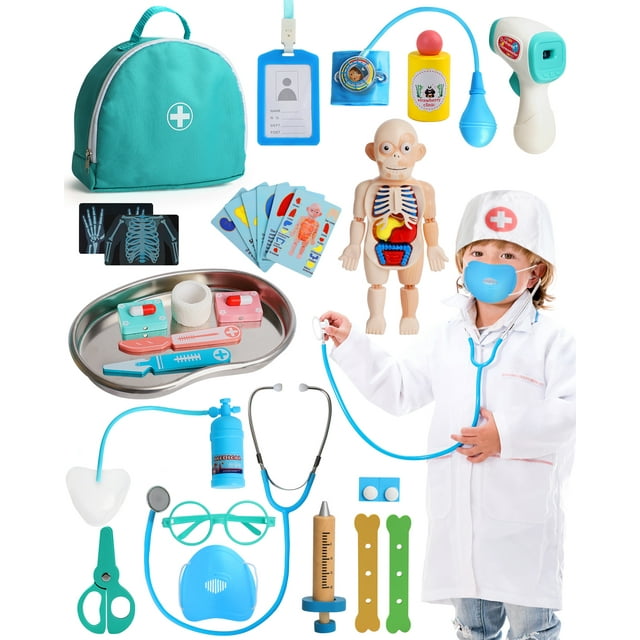 Lehoo Castle Kids Doctor Play Set, Toddler Girl Toys 3-5, Pretend Play Wooden Doctor Kit Lehoo Castle