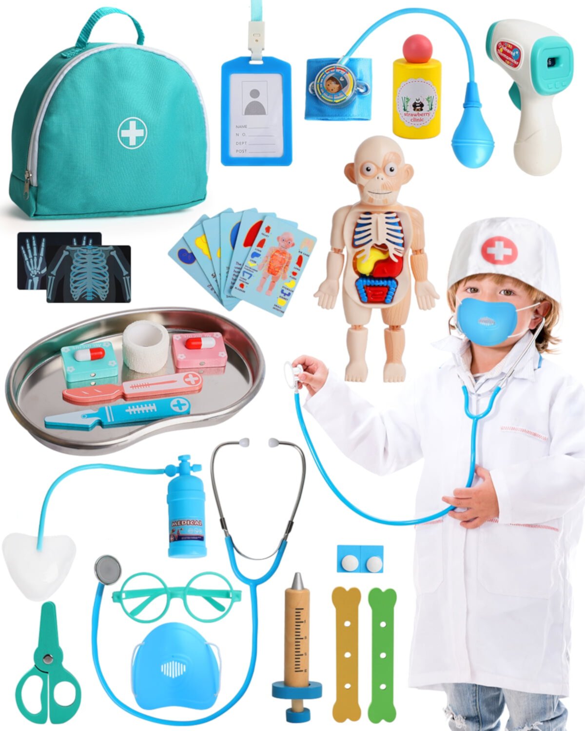 Doctor Kit for Kids Realistic, 36PCS Kids Doctor Kit Wooden, Doctor Pretend Playset Lehoo Castle