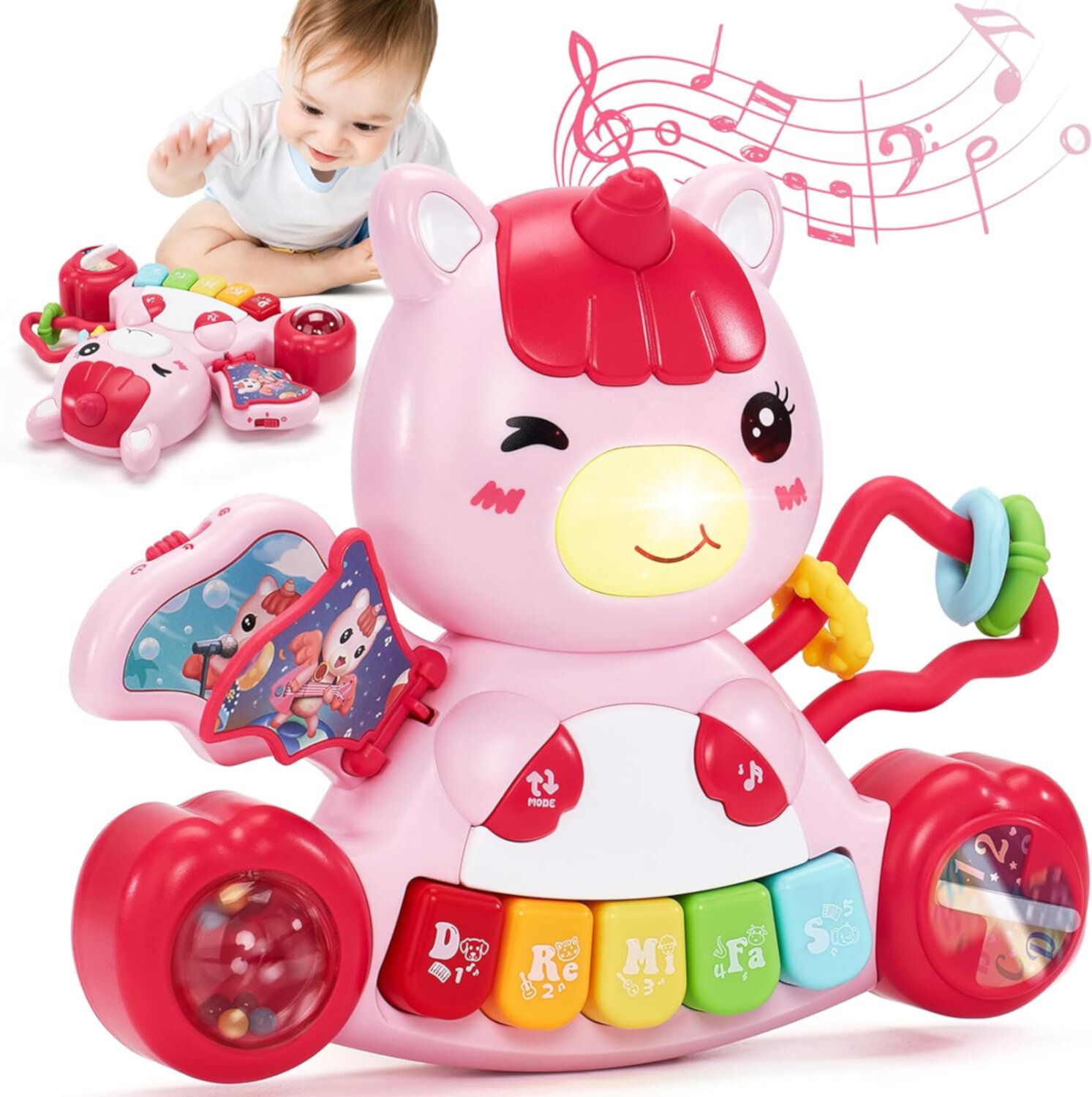 TYMZDYN Baby Toys 6 to 12 Months Baby Girls Activity Early Learning Educational Toys Musical Light Infant Piano Toys 6 9 12 18-Month-Old Baby Gift for 1-Year-Old Boys Girls Christmas Birthday TYMZDYN