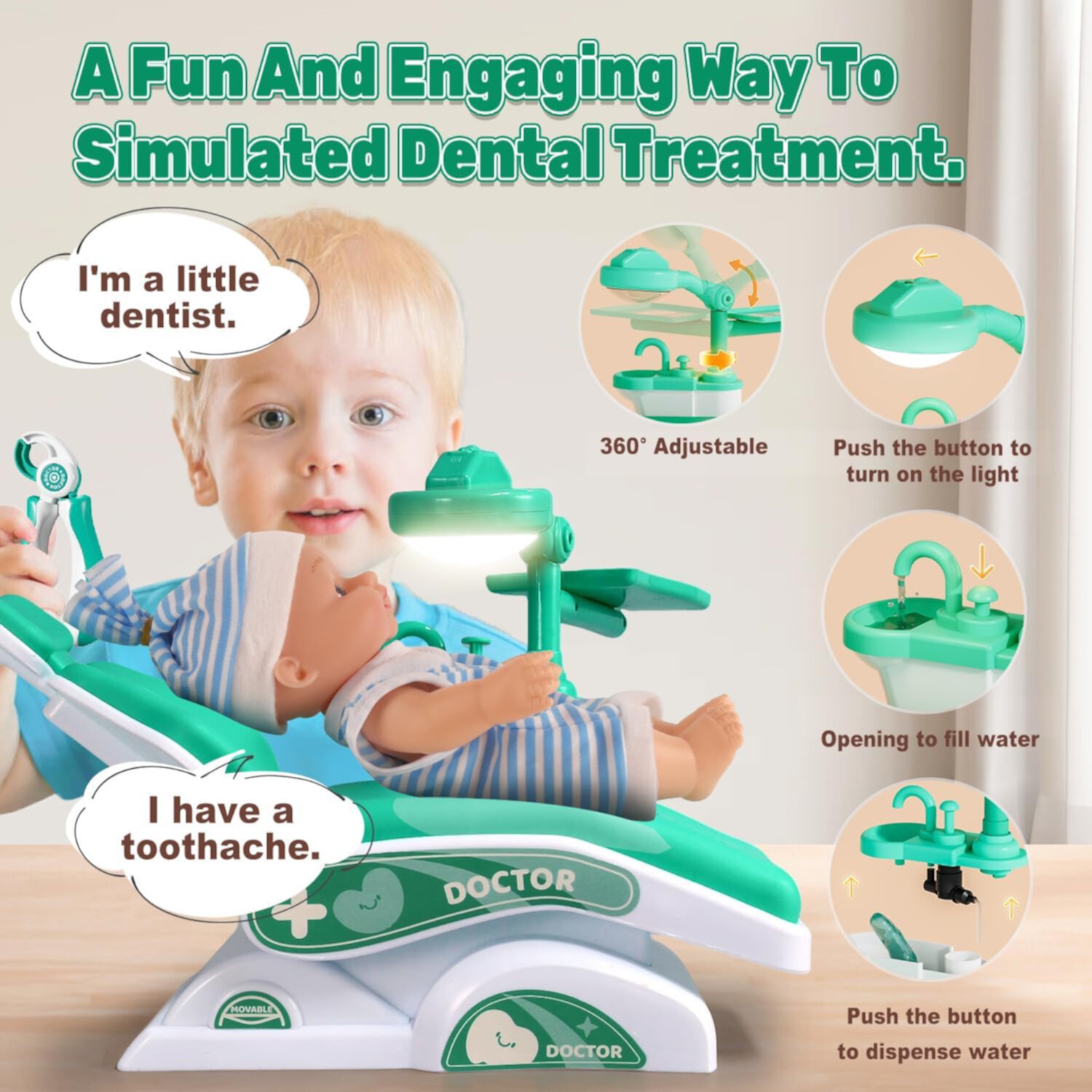 Doctor Toy for Toddlers 3-6 Years Old, Pretend Play Dentist Toy Set, Medical Kit Toys Gifts for 3 4 5 6 7Year Old Girls Boys Style-Carry